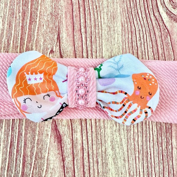 Brand New Handmade Girls Headband with a Beautiful Matching Mermaid Bow - Picture 2 of 2